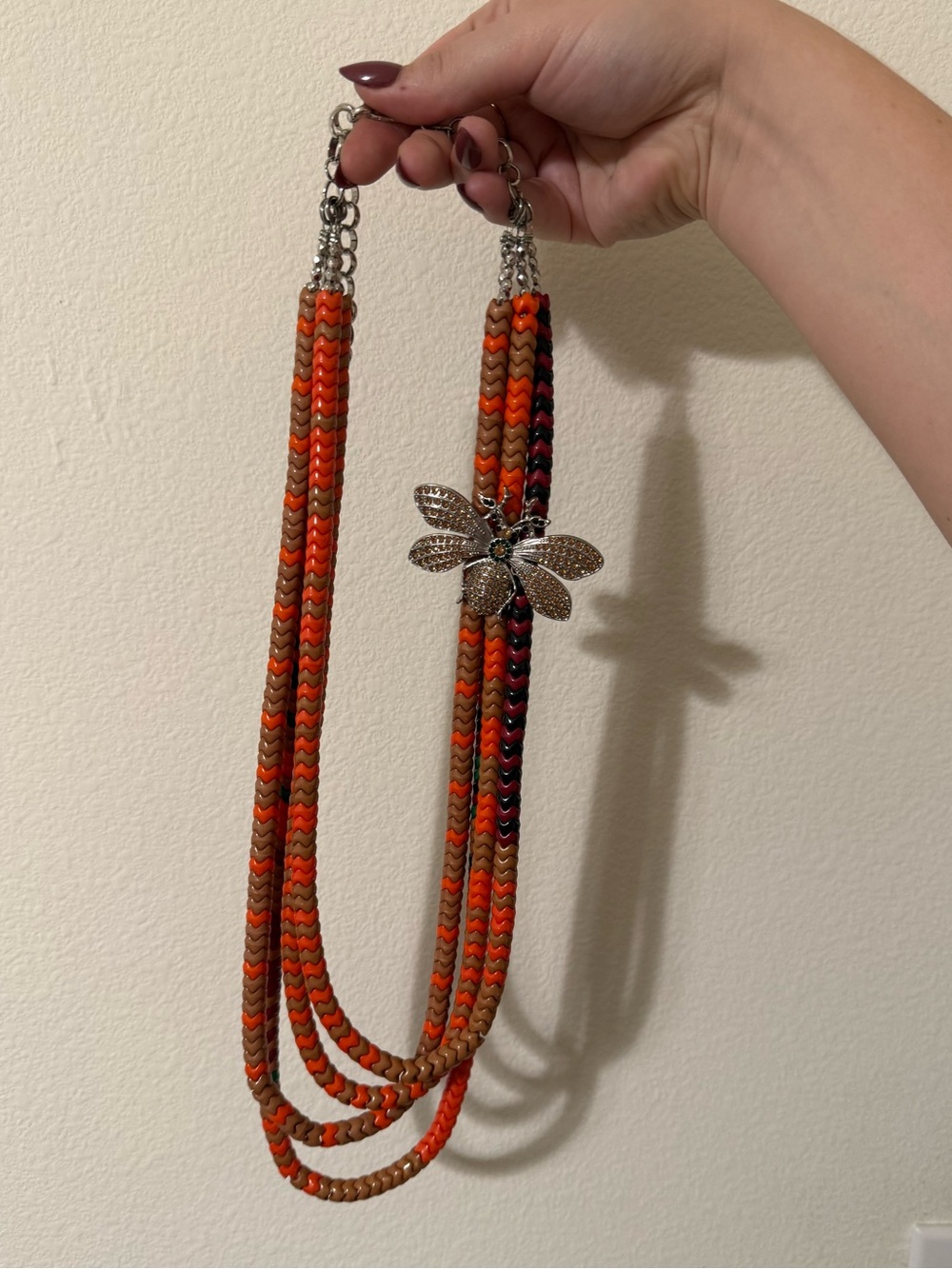 Sassy jones beaded multi strand Necklace with Brooch